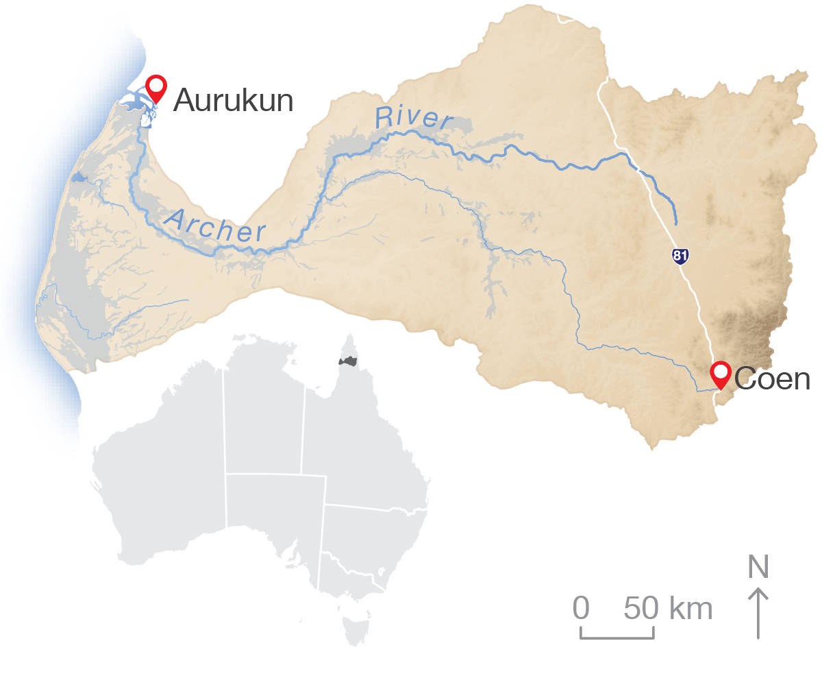 Map of the Archer River (colour)